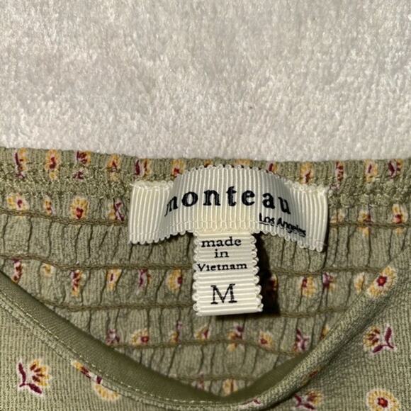 Monteau sweetheart neckline off the shoulder sage green crop top | Sz M - Picture 3 of 5